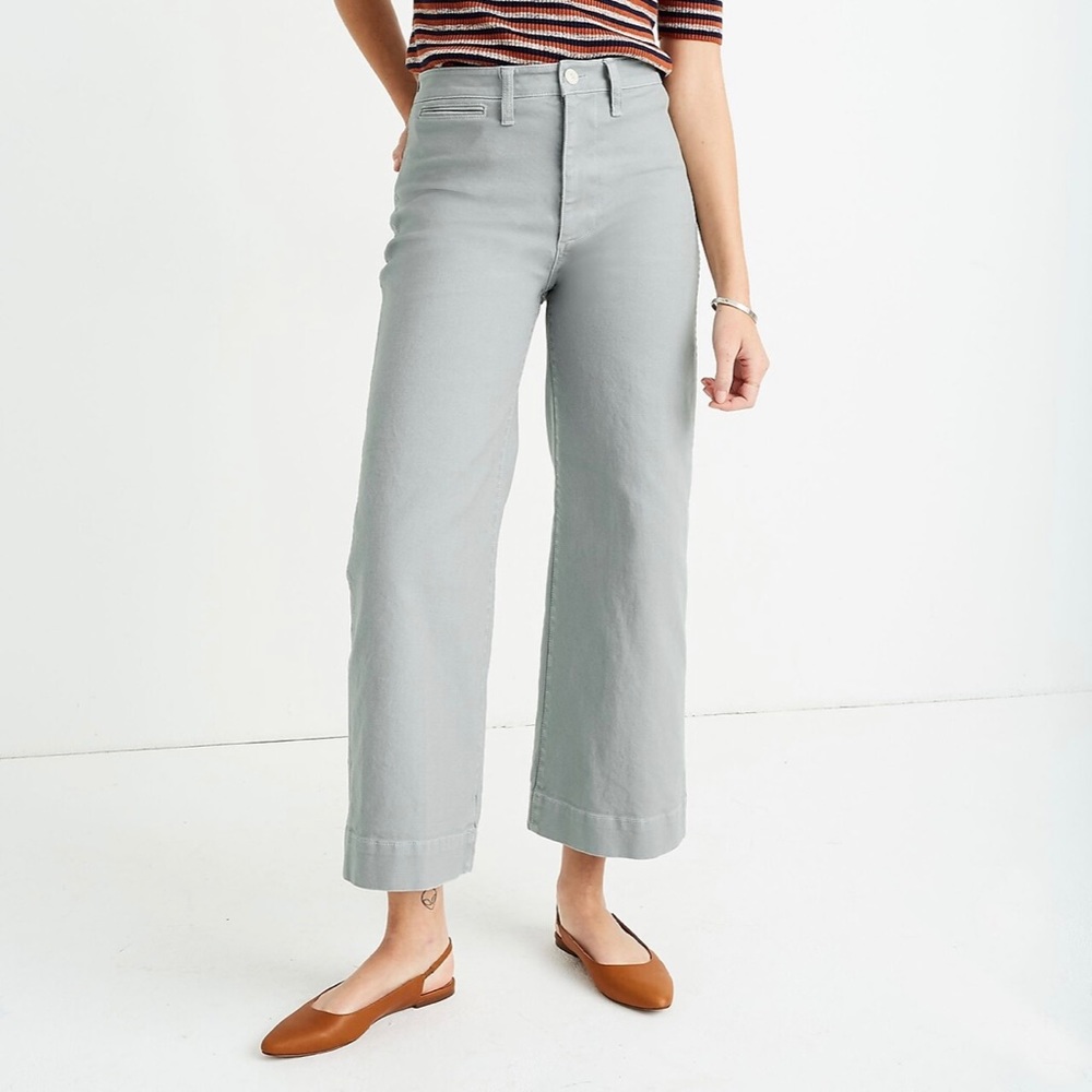 Madewell Slim Emmett Wide Leg Crop High Waist Pants Grey Size 28
